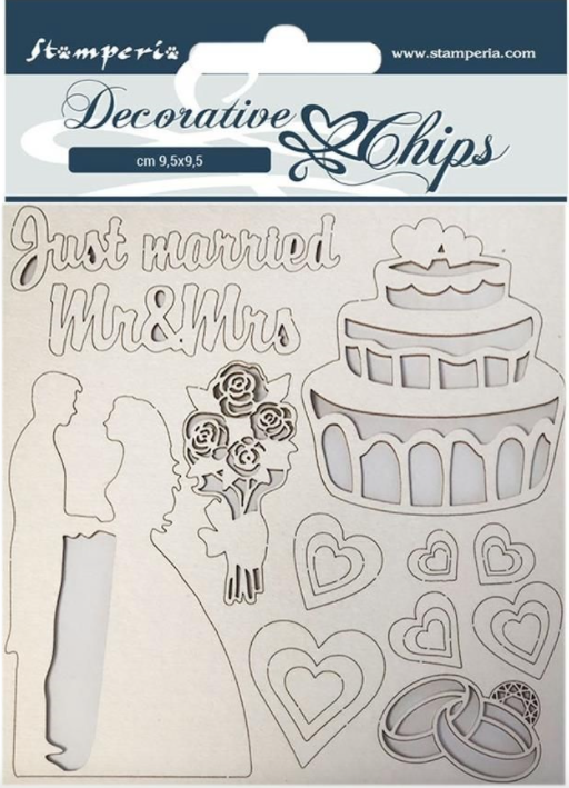 Stamperia decoratieve chips - Doornroosje net getrouwd